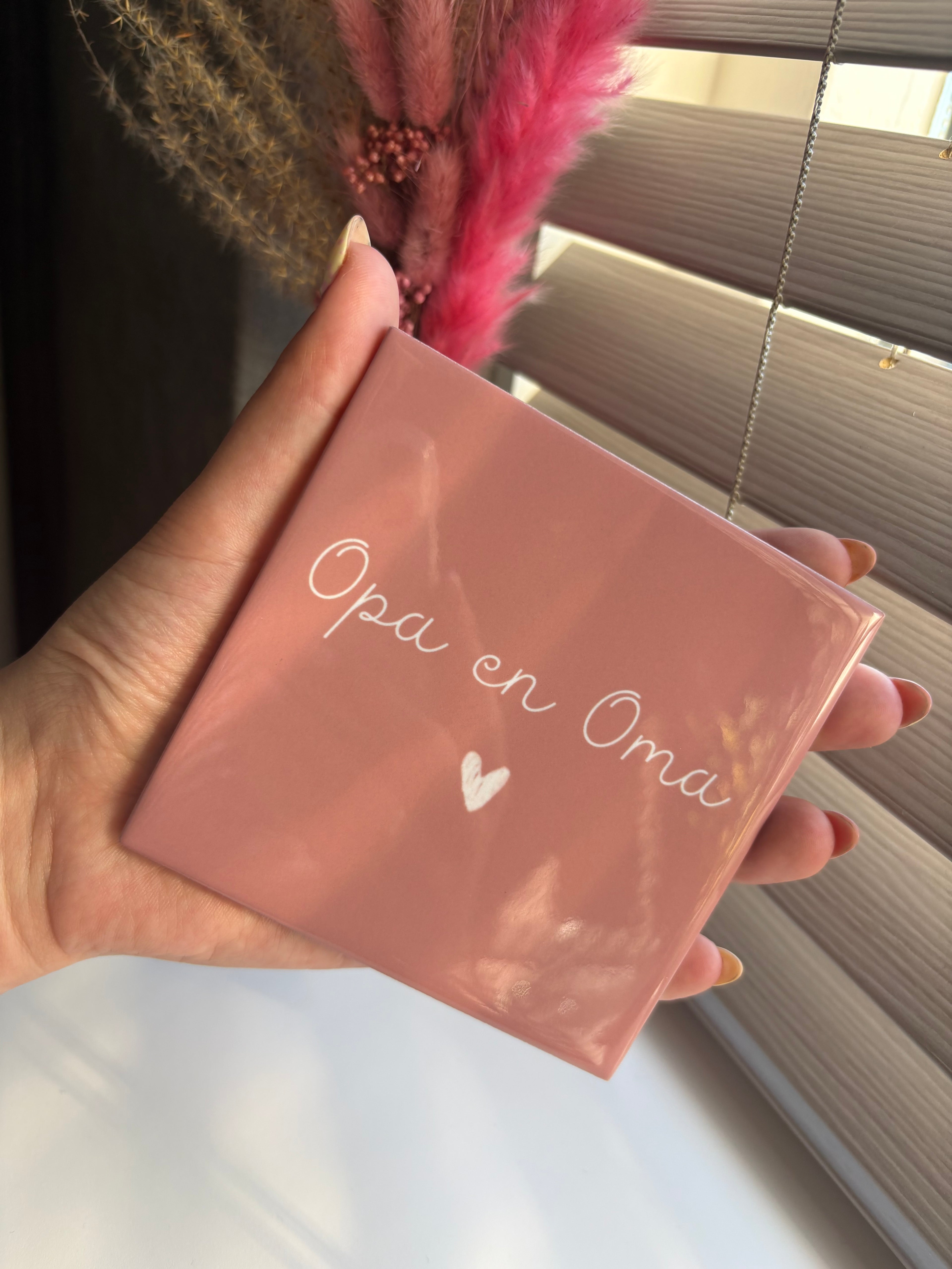 Tegeltje opa en oma roze