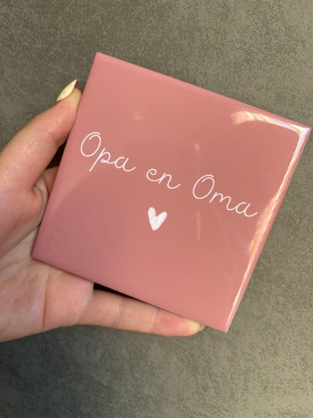 Tegeltje opa en oma roze