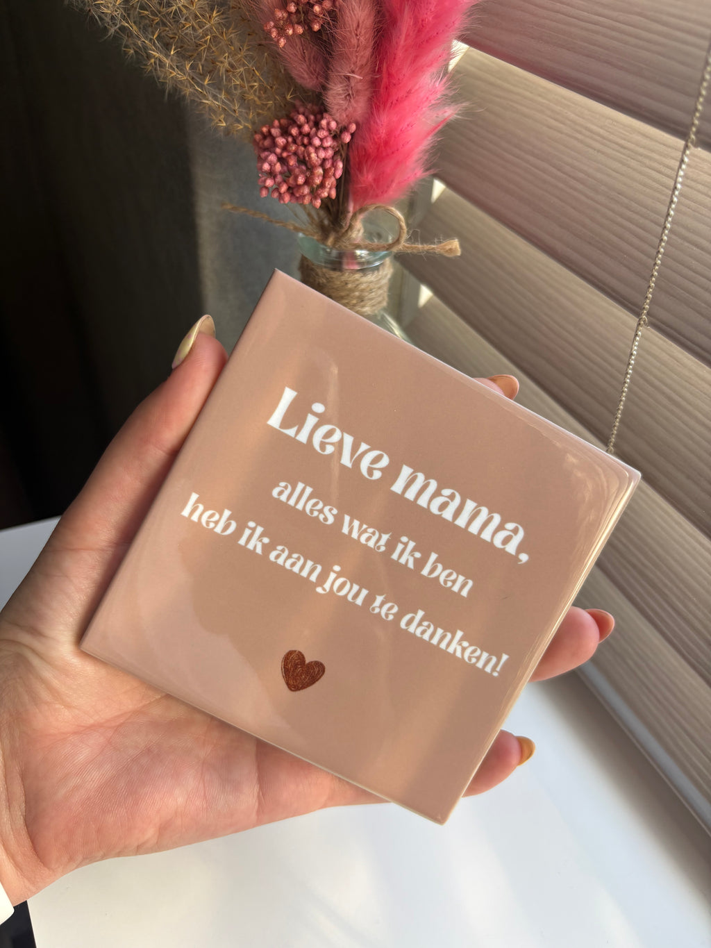 Tegeltje lieve mama, alles wat ik ben heb ik aan jou te danken! (beige/wit)
