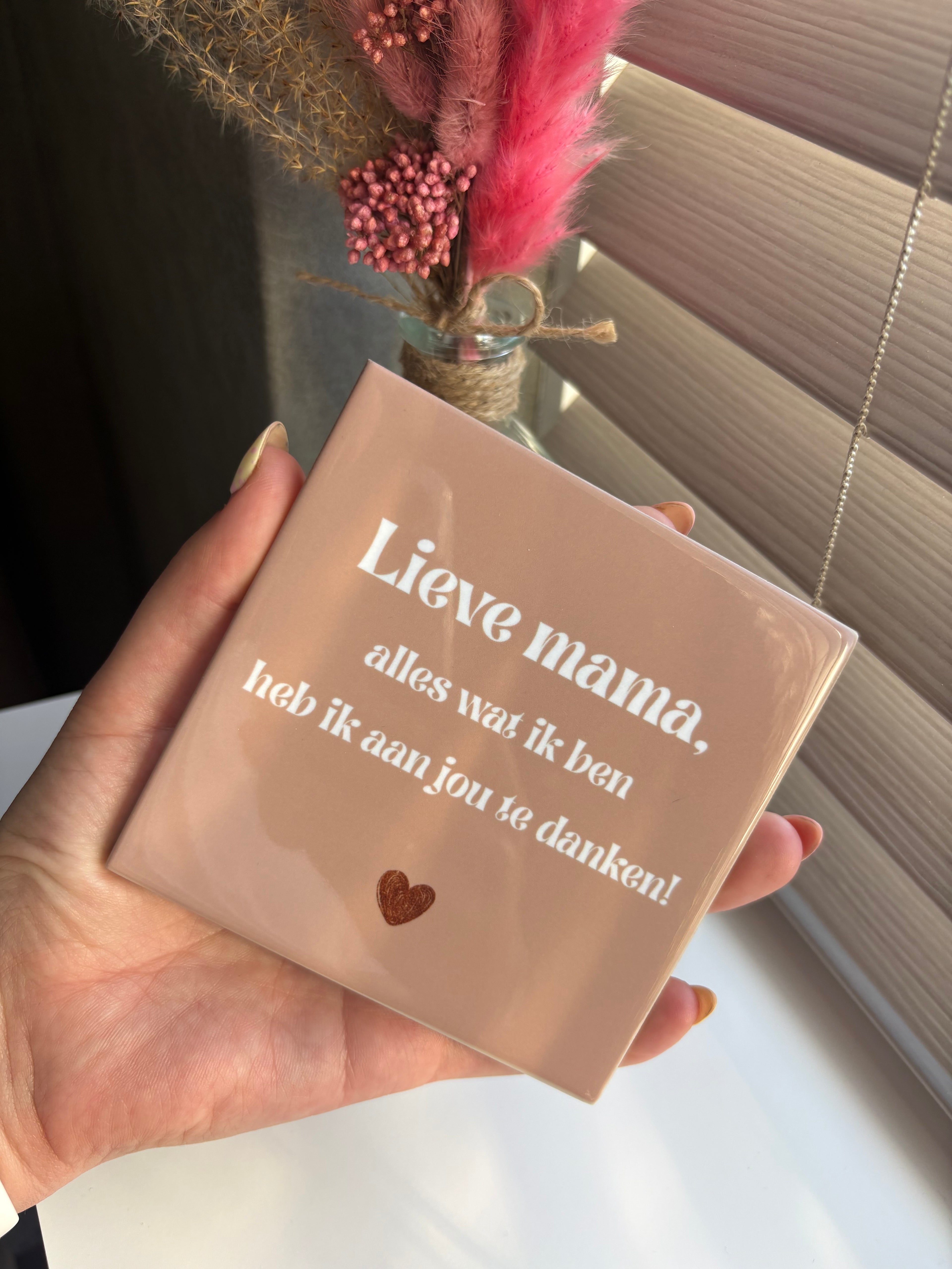 Tegeltje lieve mama, alles wat ik ben heb ik aan jou te danken! (beige/wit)