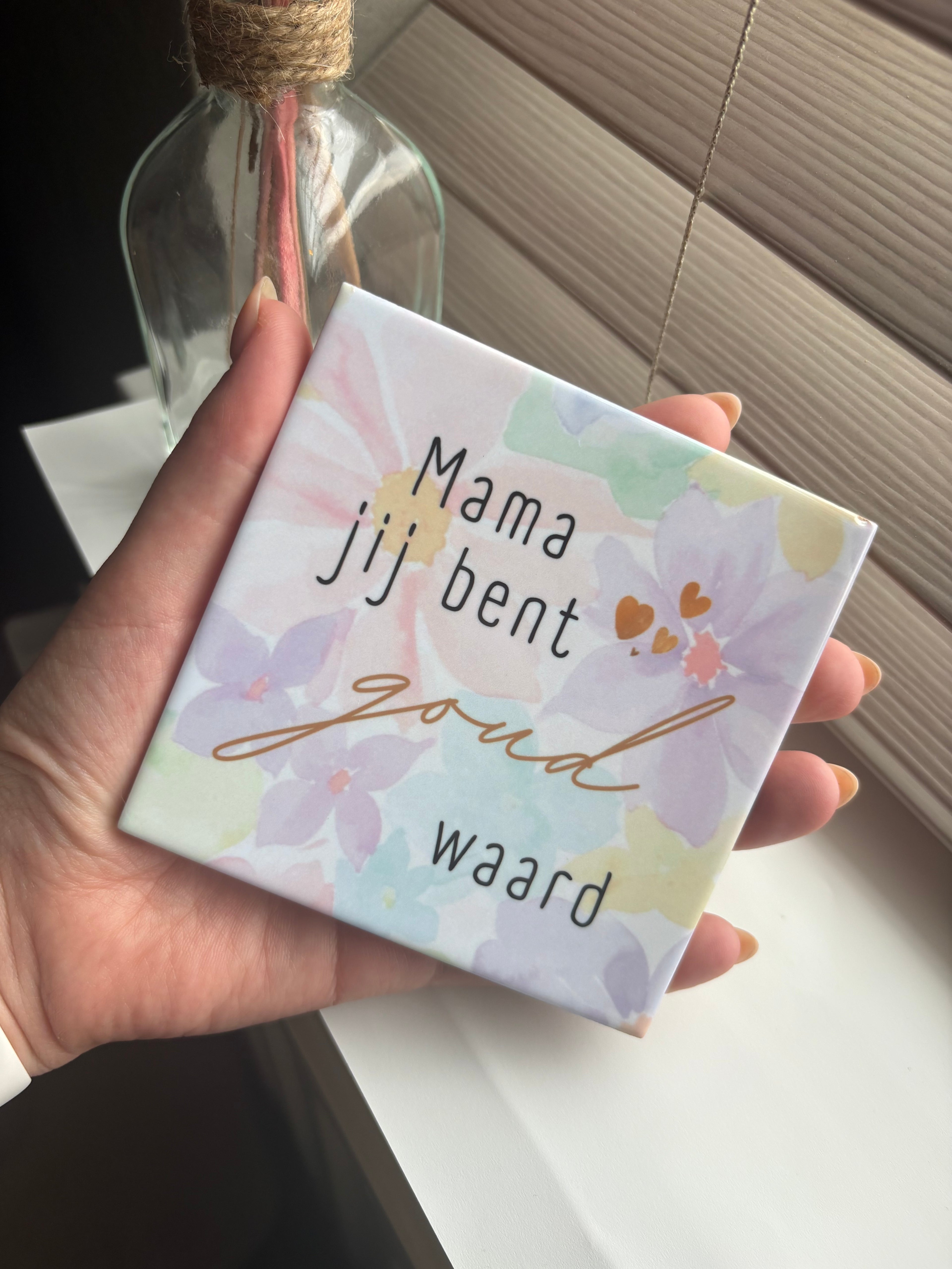 Tegeltje mama jij bent goud waard bloem