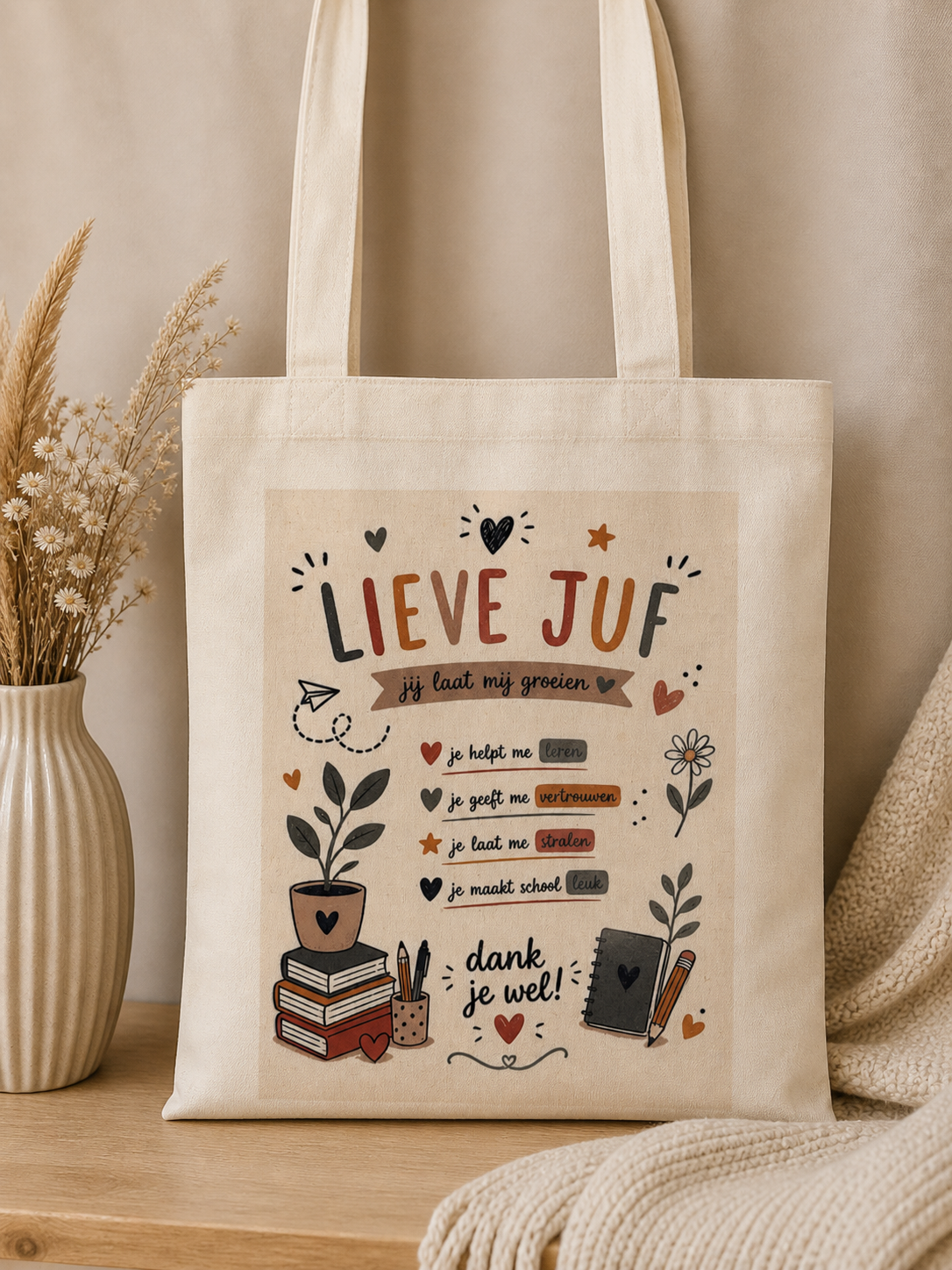 Canvas tasje lieve juf