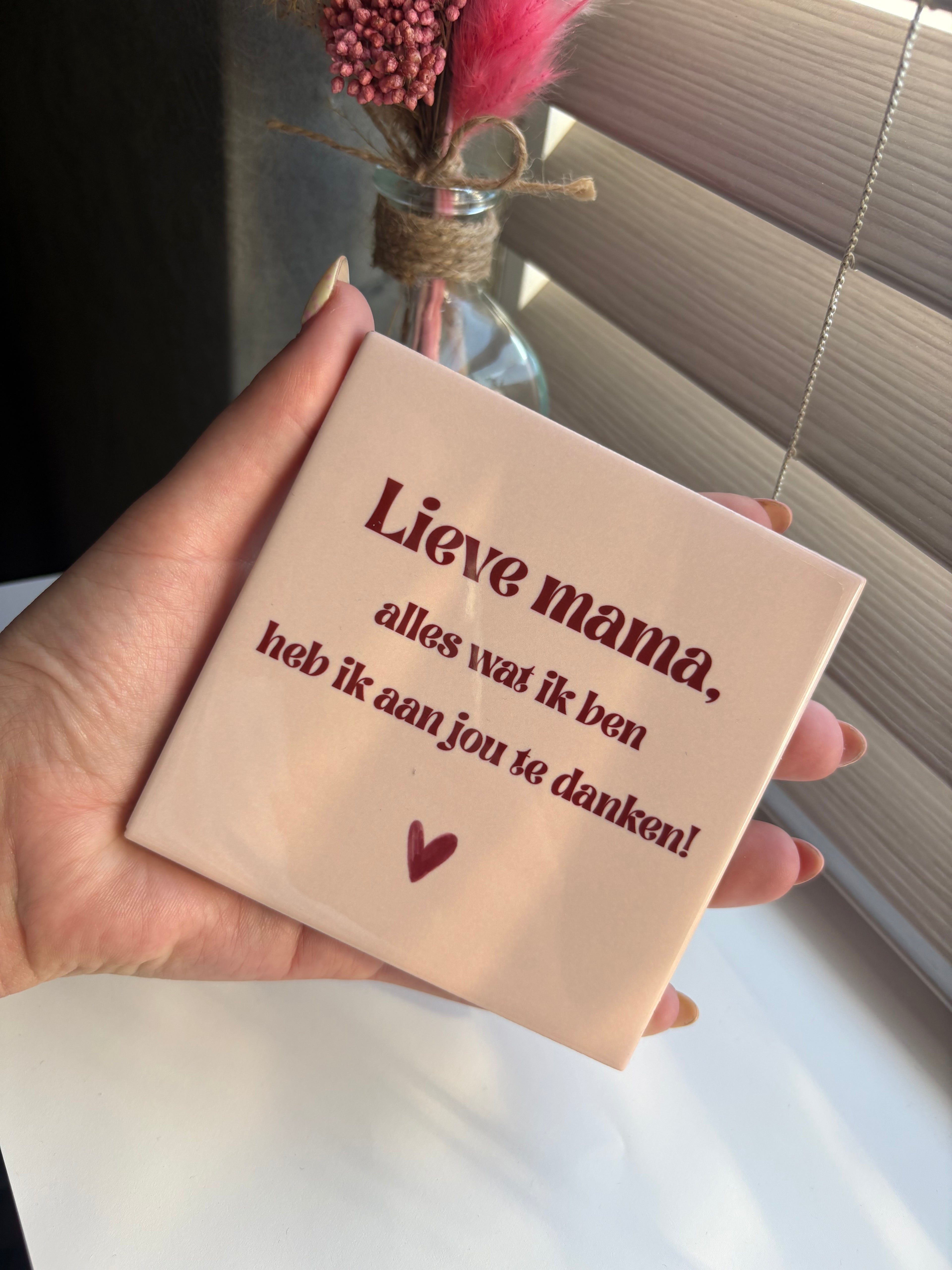 Tegeltje lieve mama, alles wat ik ben heb ik aan jou te danken! (wit/beige)