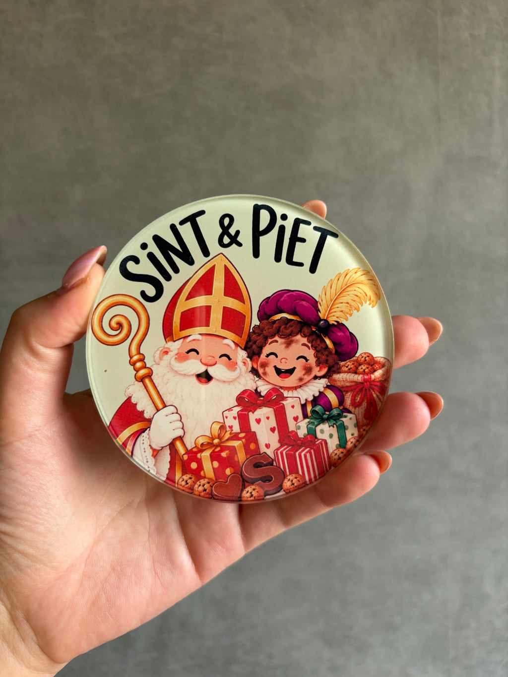 Glazen onderzetters Sinterklaas - set van 4