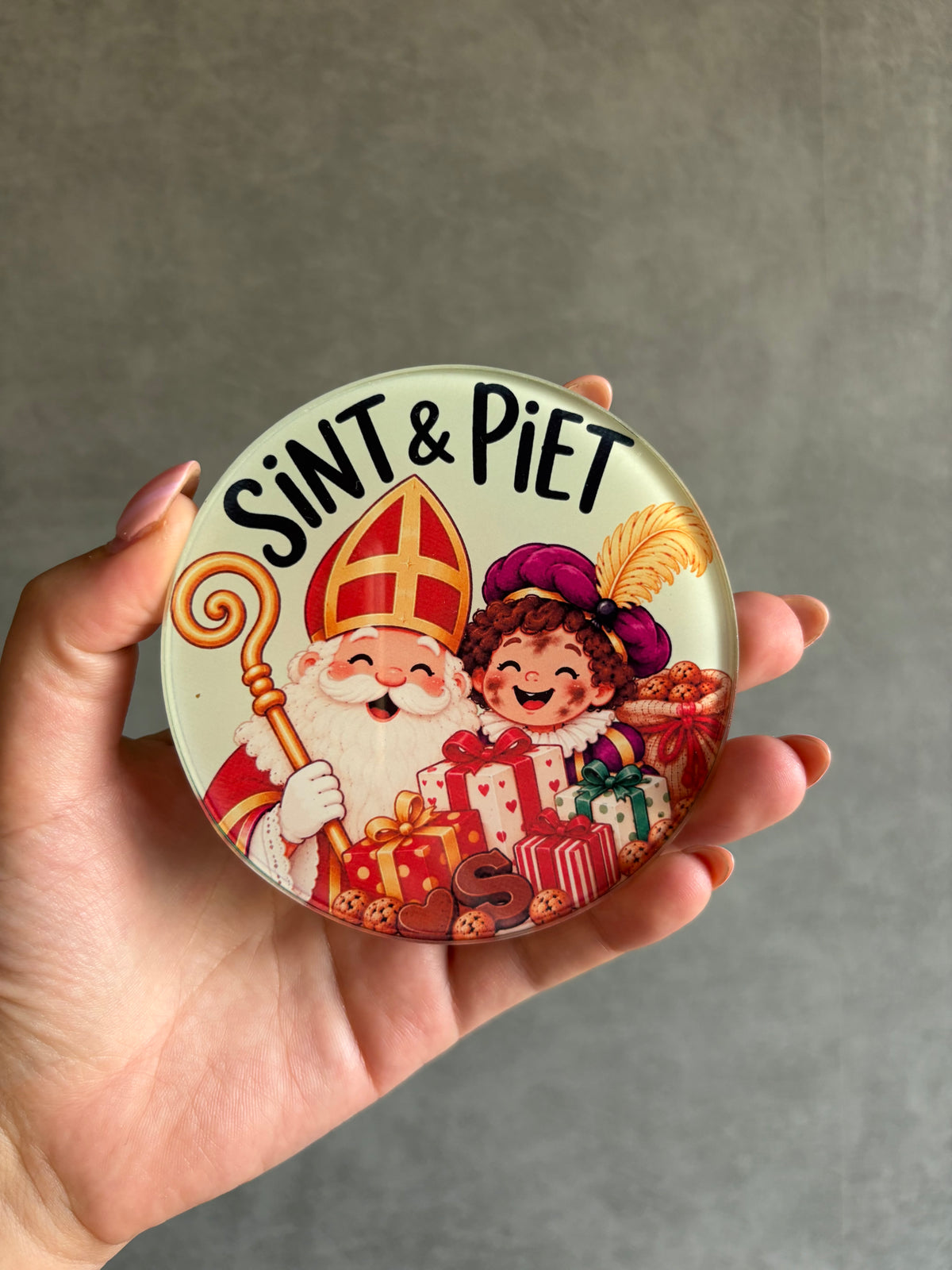 Glazen onderzetters Sinterklaas - set van 4