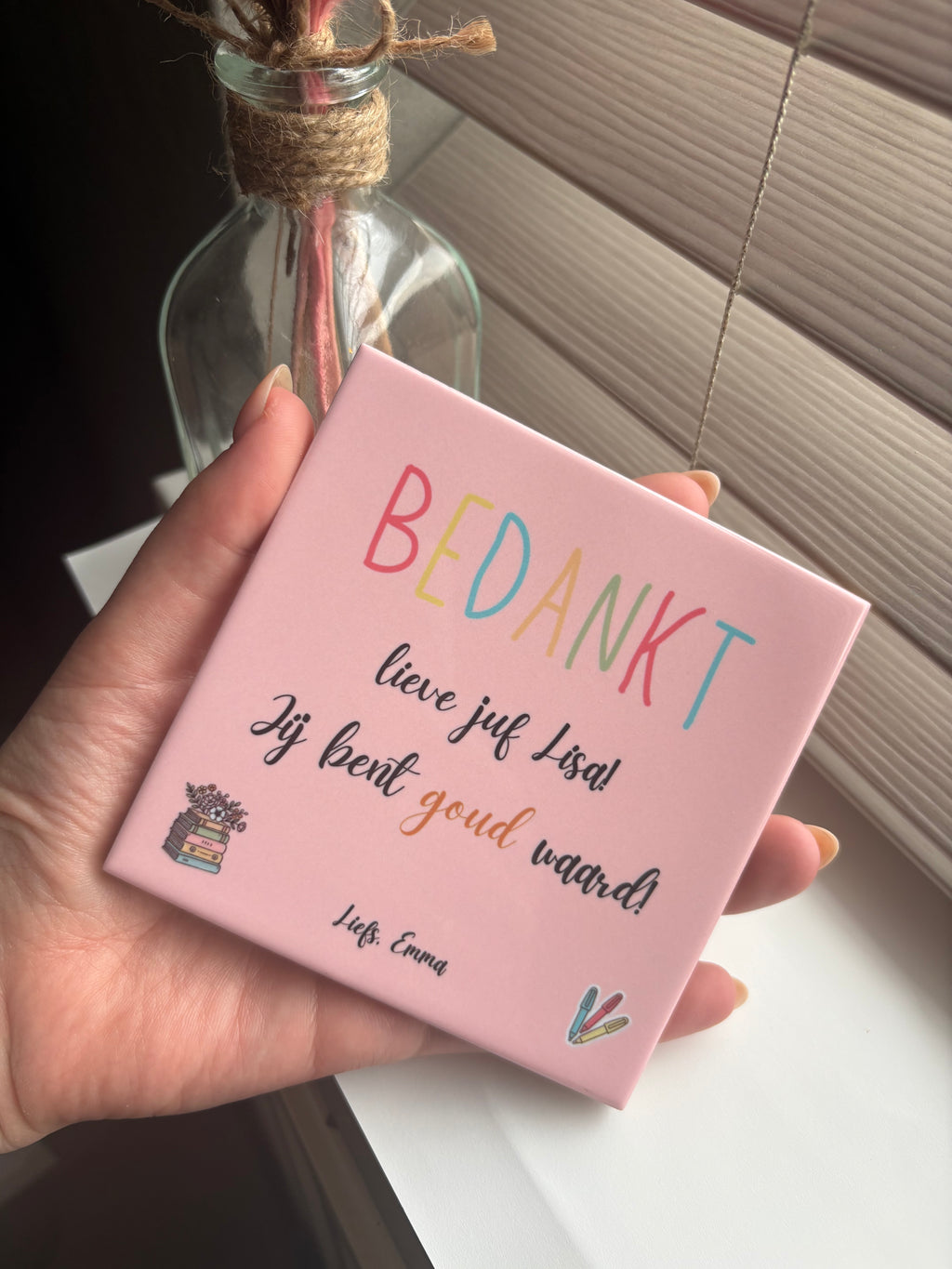 Tegeltje bedankt lieve juf, jij bent goud waard