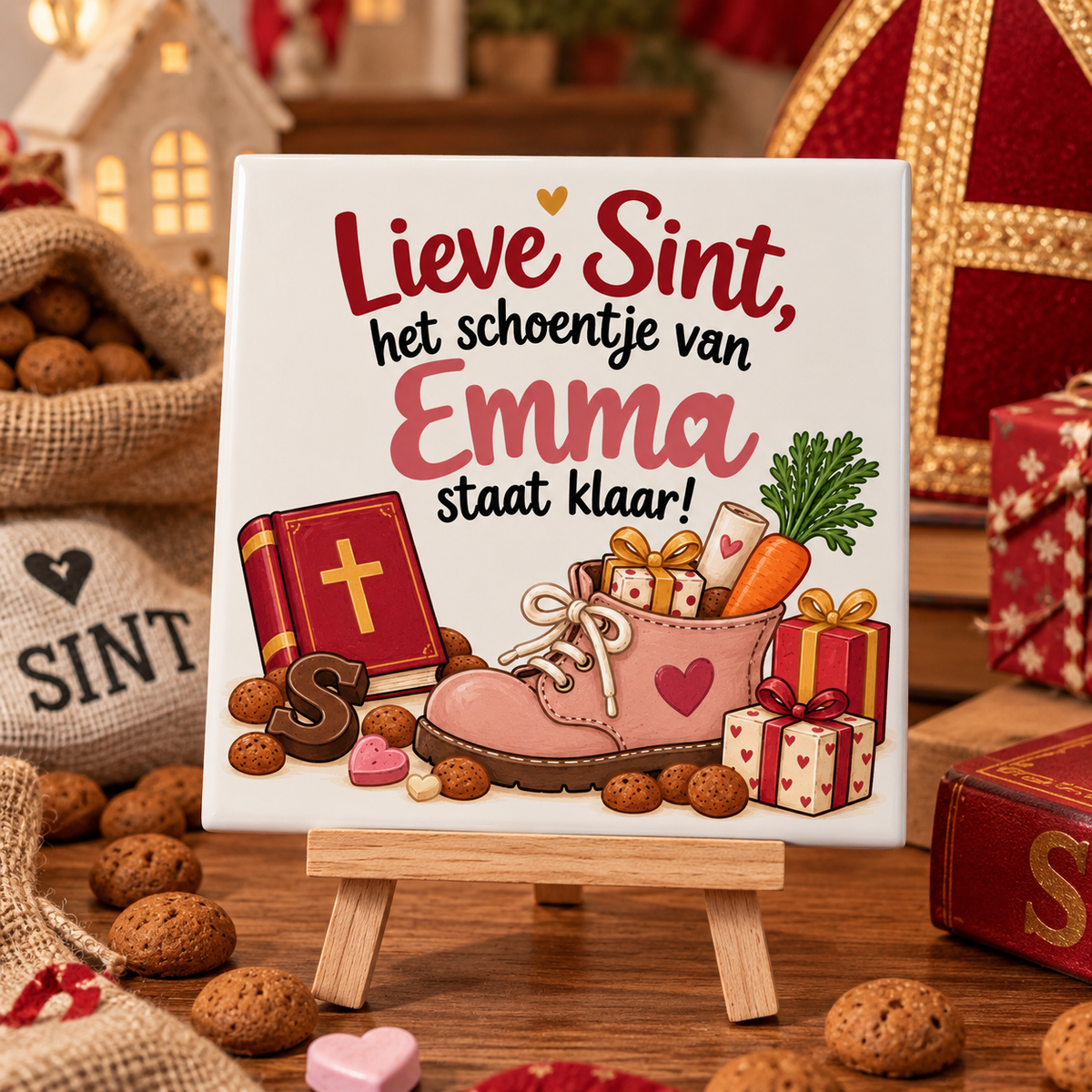 Tegeltje lieve Sint, het schoentje van … staat klaar