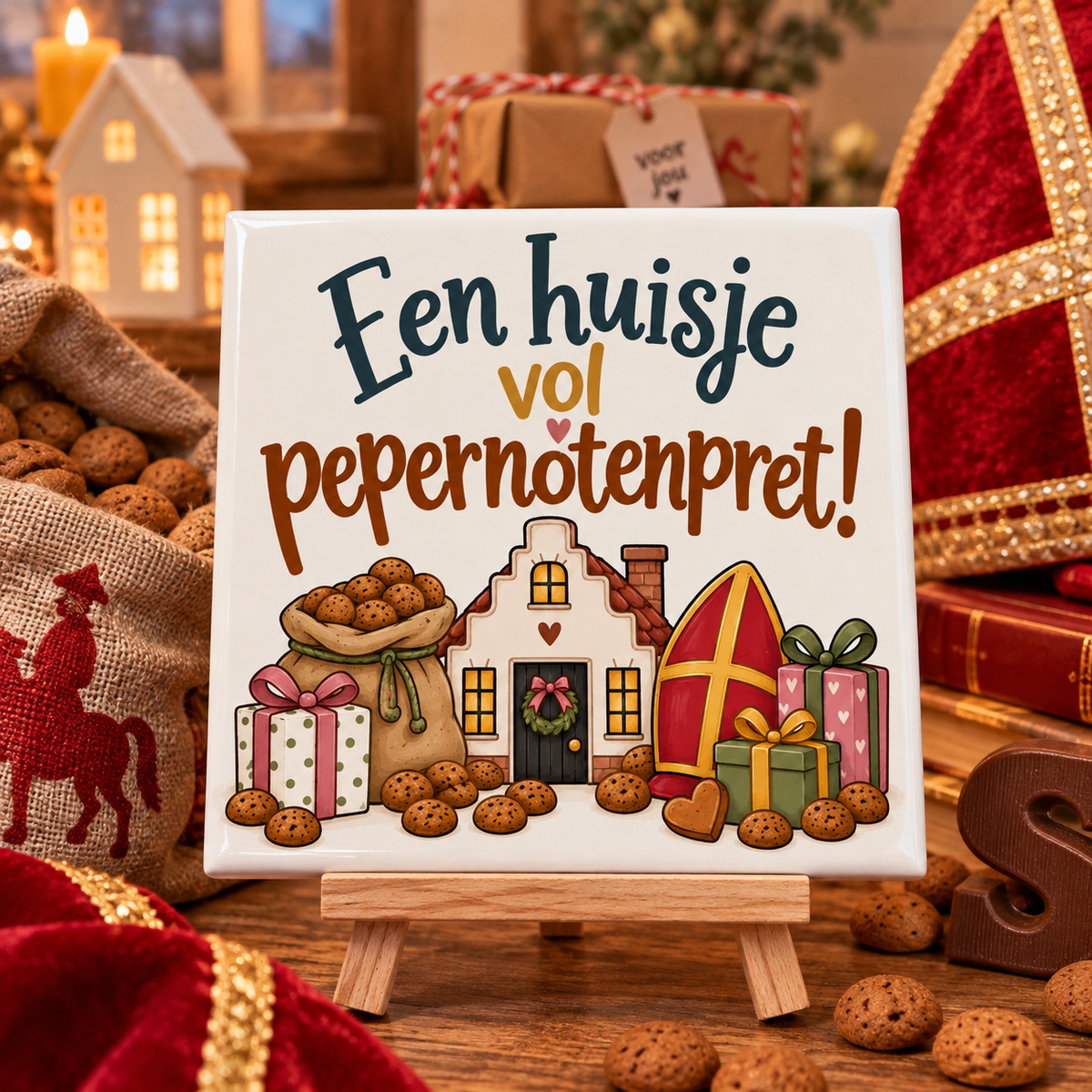 Tegeltje een huisje vol pepernotenpret