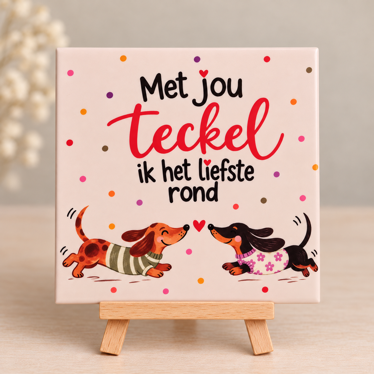 Tegeltje met jou teckel om het liefste rond