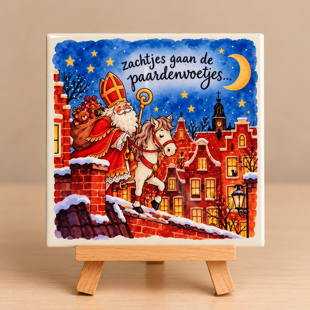 Tegeltje Sinterklaas zachtjes gaan de paardenvoetjes