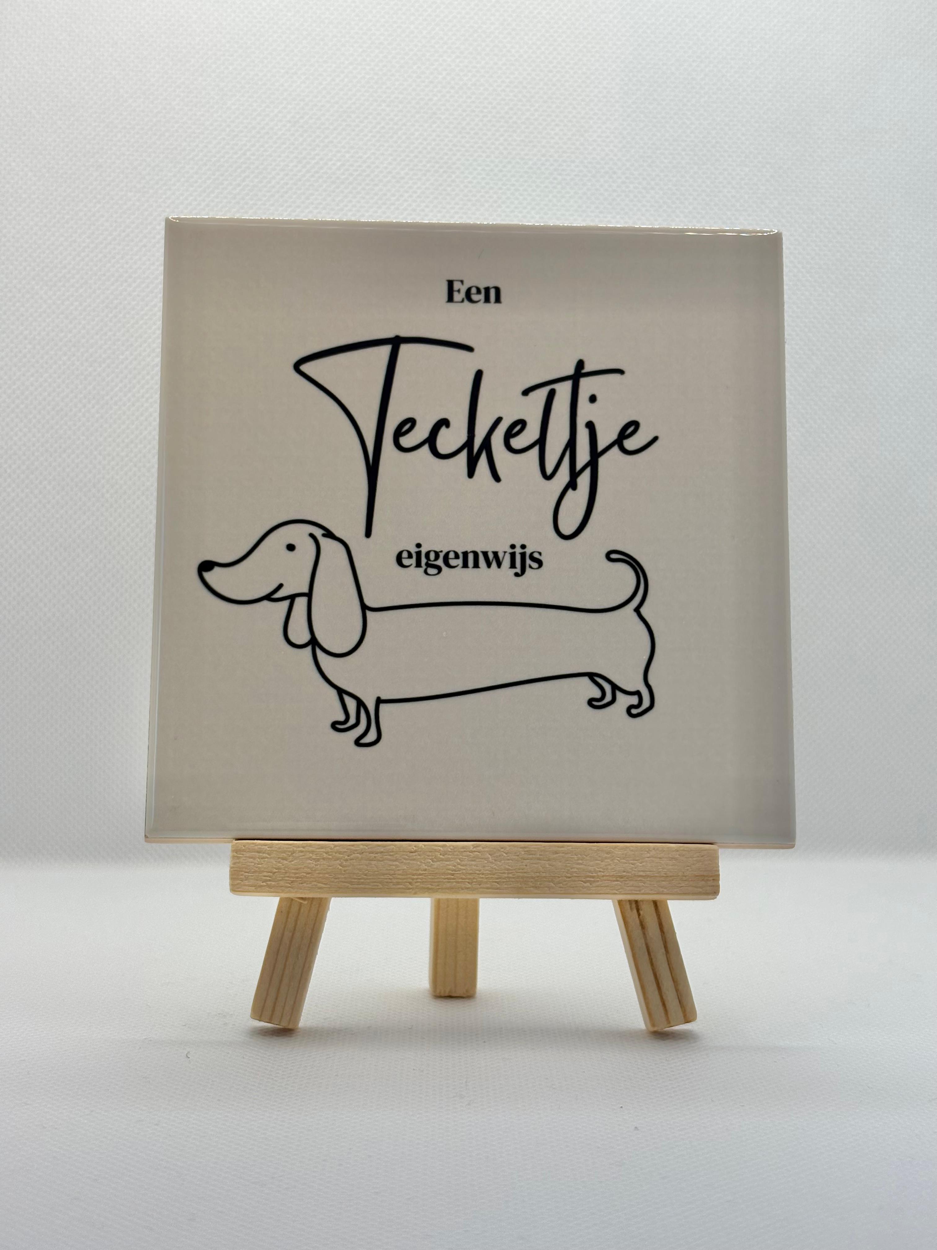Tegeltje een teckeltje eigenwijs (beige/groen)