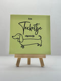 Tegeltje teckeltje eigenwijs (geel)
