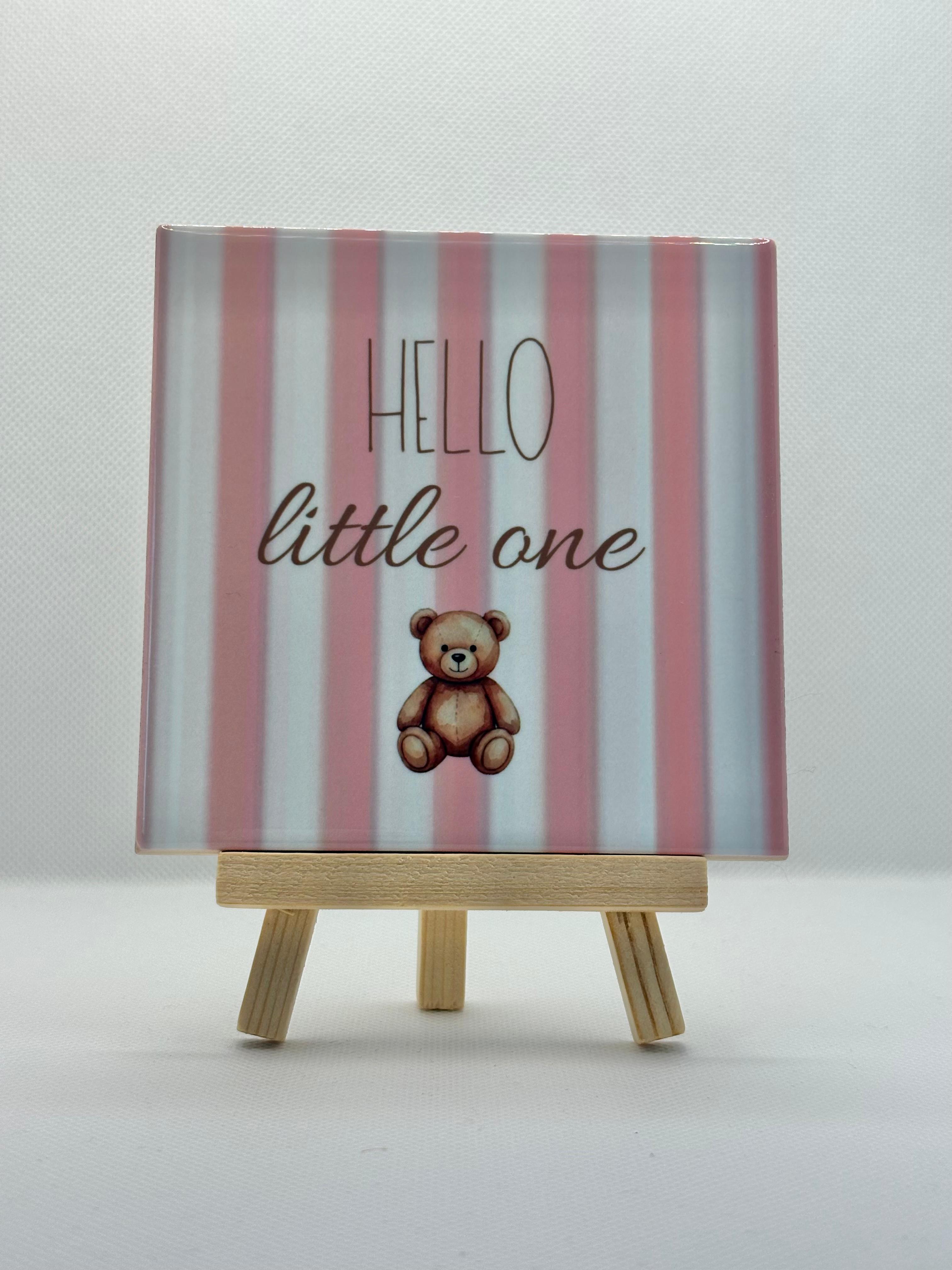Tegeltje hello little one (roze)