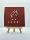 Tegeltje happy new home (bruin)