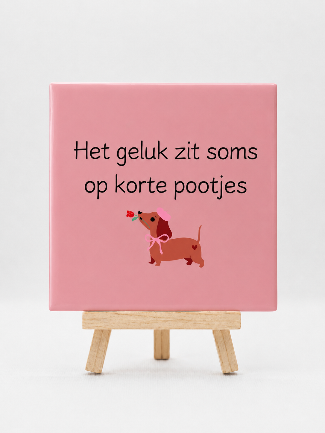 Tegeltje teckel het geluk zit soms op korte pootjes