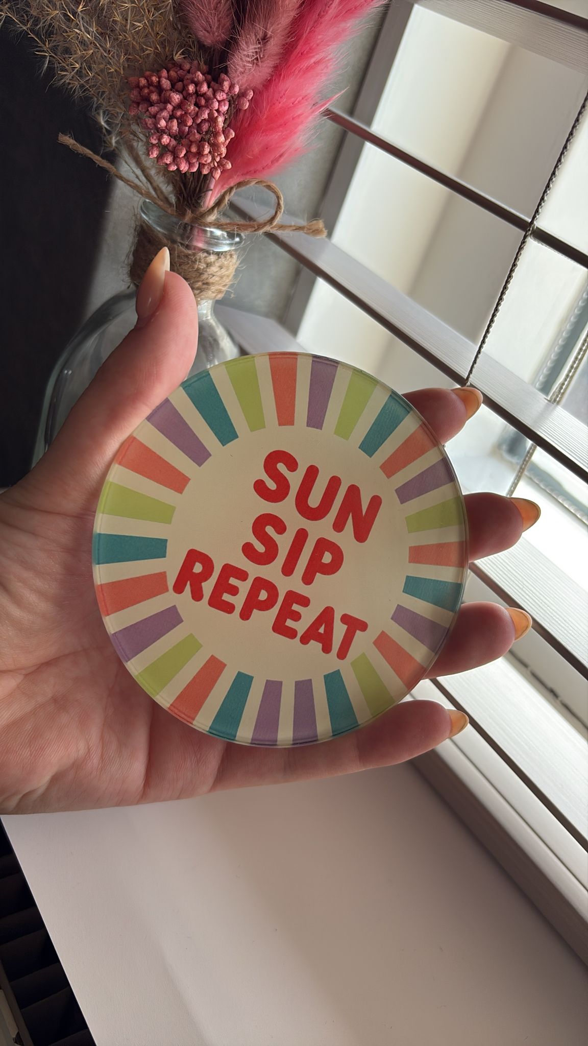 Glazen onderzetters Summer Vibes – Set van 4