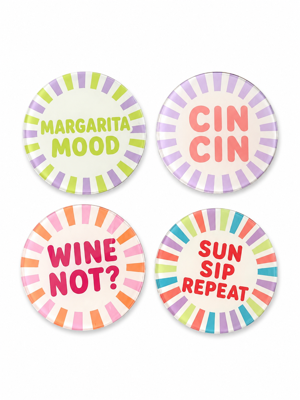 Glazen onderzetters Summer Vibes – Set van 4